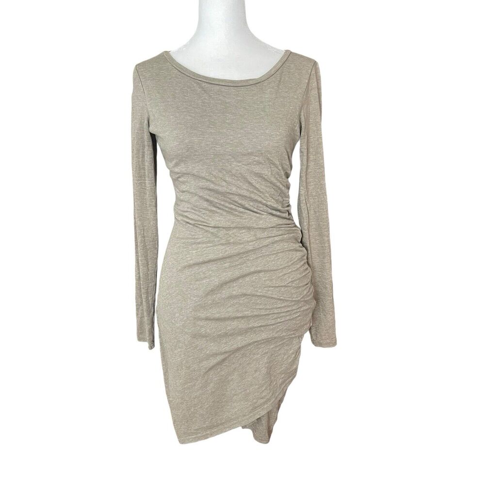 Leith XS Bodycon Mini Dress Long Sleeve Gray Green Fitted Stretch